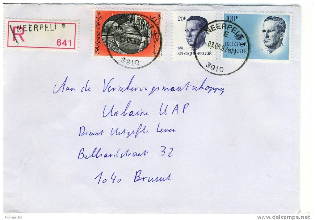 Neerpelt 641 - Affranchissement Multiple - BELGIQUE - LETTRE RECOMMANDEE - 1992 - Covers & Documents