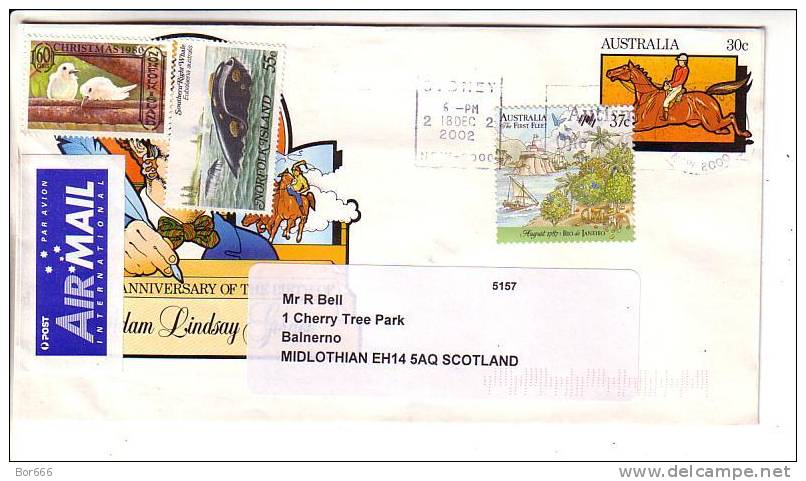 GOOD AUSTRALIA Postal Cover With Original Stamp To GB - With Norfolk Stamps-nice Stamped: Birds; Whale - Covers & Documents