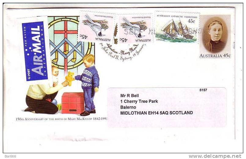 GOOD AUSTRALIA Postal Cover With Original Stamp To GB - Nice Stamped: Birds; Ship - Covers & Documents