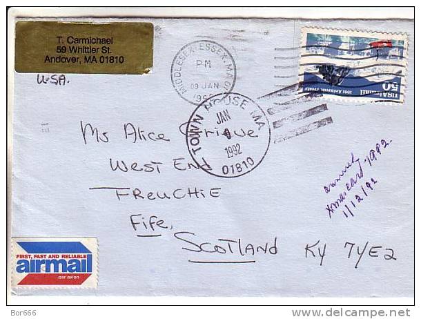 GOOD USA Postal Cover To GB 1992 - Nice Stamped: Antarctic Treaty - 2b. 1941-1960 Unused