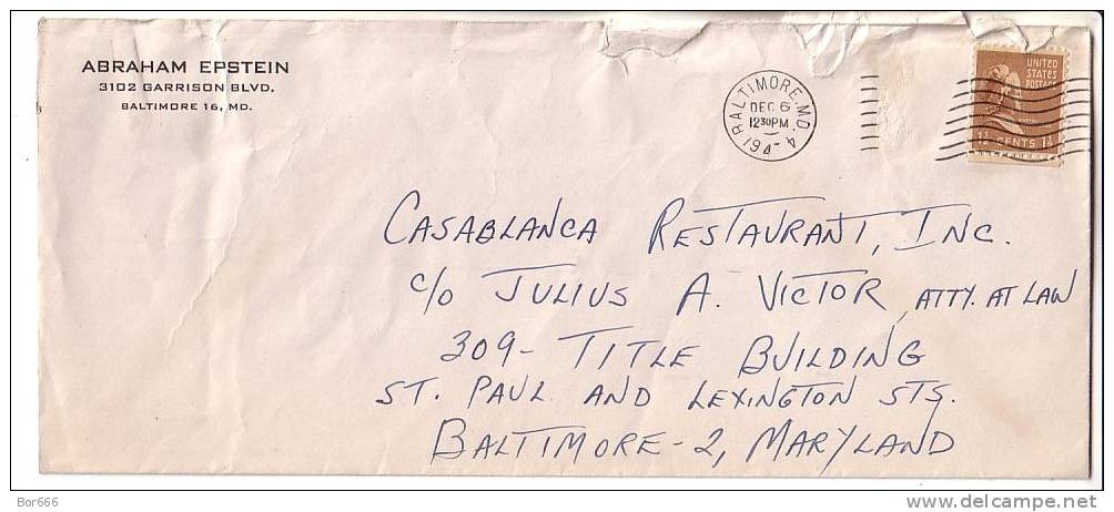 GOOD USA Postal Cover 1947 - Nice Stamped: Martha Washington - Brieven En Documenten