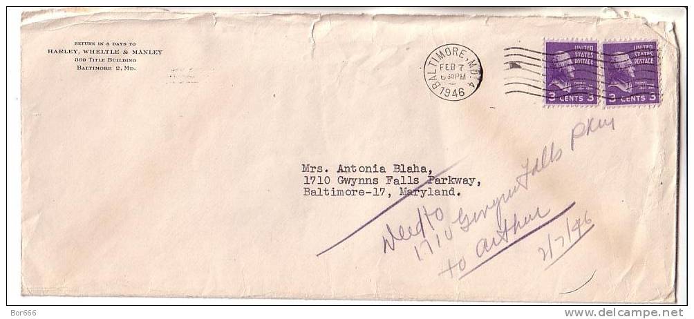 GOOD USA Postal Cover 1946 - Nice Stamped: Jefferson - Brieven En Documenten