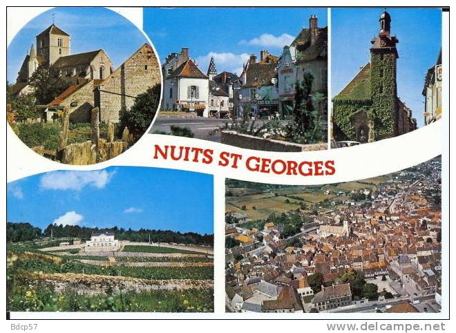 21 COTE D´OR -  NUITS-SAINT-GEORGES - Eglise Saint-Symphorien - Place De La Libération - Vue Aérienne - Nuits Saint Georges