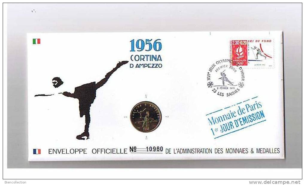 Jeux Olympiques D´Albertville.cortina D'ampezzo 1956 - Monnaies