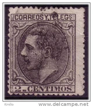 Edifil 200 Usado 1879 Alfonso XII 2 Cts Negro, Catálogo 4.25 Euros - Gebruikt