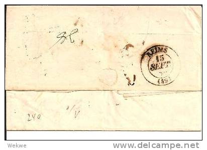 S005  - SCHWEDEN -/ Franco Stralsund (Stempel) Franco  Greifswald (handschriftlich) 1840 Nach Rheims - ... - 1855 Préphilatélie