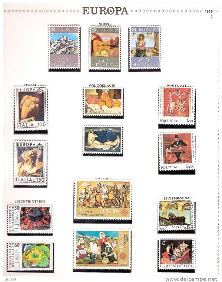 EUROPA 1975- ANNEE COMPLETE : 49 Valeurs- TIMBRES NEUFS ** LUXE- COTE : 264e - 1975