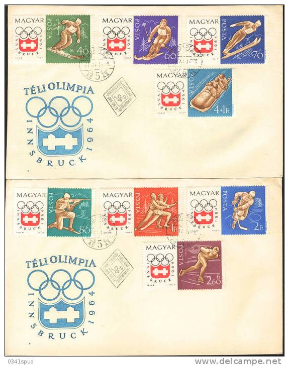 Jeux Olympiques 1964 Innsbruck  Hongrie FDC Ski Alpin, Bob, Patinage Sur Glace,hockey - Winter 1964: Innsbruck