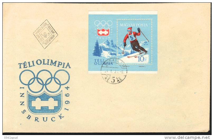 Jeux Olympiques 1964 Innsbruck  Hongrie FDC Ski Alpin, Bob, Patinage Sur Glace,hockey - Winter 1964: Innsbruck