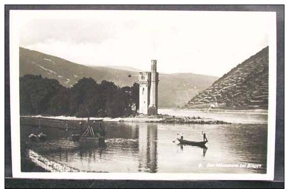 BINGEN: Mäuseturm- Wachturm Im Rhein, Boot -AK -Rheingold-Serie Im Kleinformat - Bingen