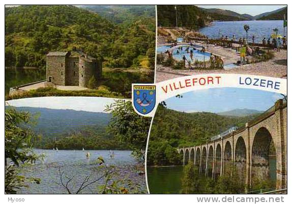 48 VILLEFORT Divers Aspects De La Ville Et Du Lac Le Chateau De Castanet - Villefort