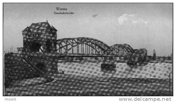 ALLEMAGNE .  WORMS.  EISENBAHNBRUCKE.. Carte Colorisee. - Worms