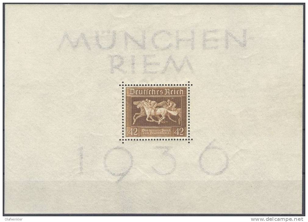 1936 3. Rennen Um Das "Braune Band" Mi Block 4 / Sc B90 / YT BF 6 Postfrisch/neuf Sans Charniere/MNH - Blocs