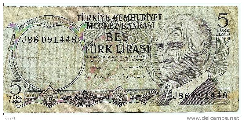 5 Lira "TURQUIE"      Usagé - Turquie