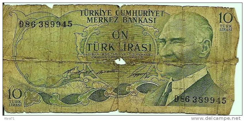 10 Lira "TURQUIE"  1930    Usagé - Turquie