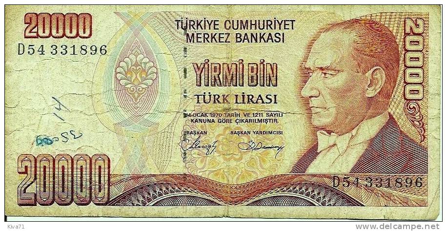 20 000 Lira "TURQUIE"  1970    Usagé - Turkije