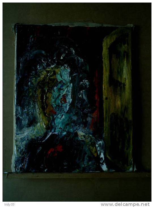 - PERSONNAGE DEVANT UN MIROIR . HUILE SUR TOILE NON SIGNEE SEMI-CONTEMPORAINE - Oils