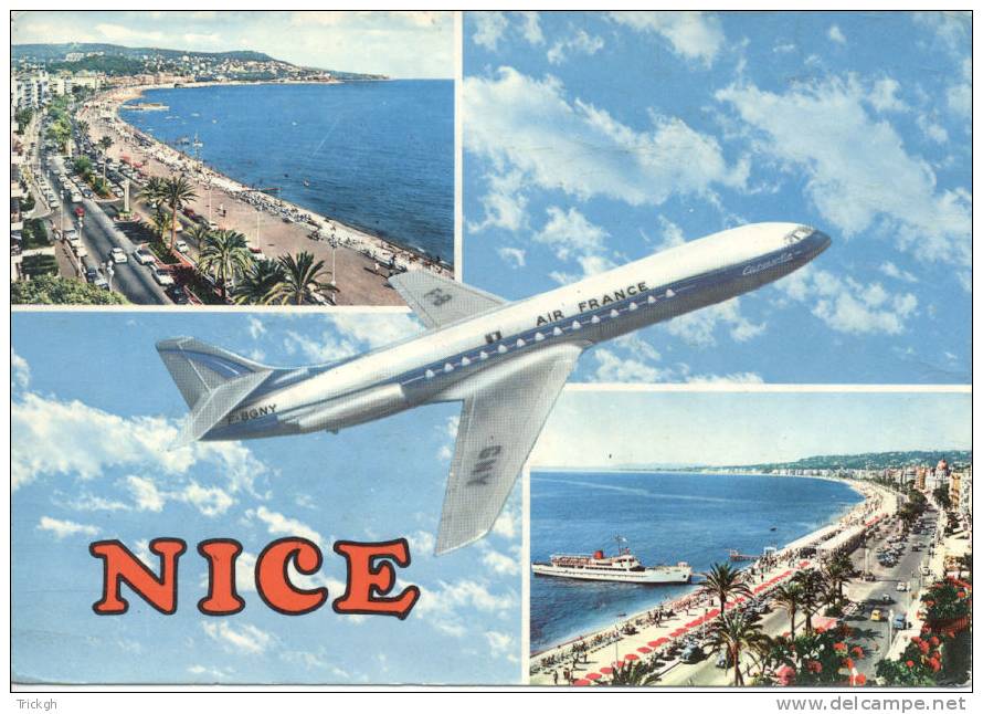 Nice 1965 / La Promenade Des Anglais / Air France / Vliegtuig  Avion Airplane - Transport (air) - Airport