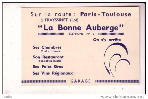 46 , FRAYSSINET , Carte De Visite La Bonne Auberge - Cartes De Visite
