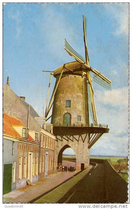 Moulin à Vent/Molen.Belle Cpsm Coul. Et Dent.Stenen Wal Korenmolen. - Windmills