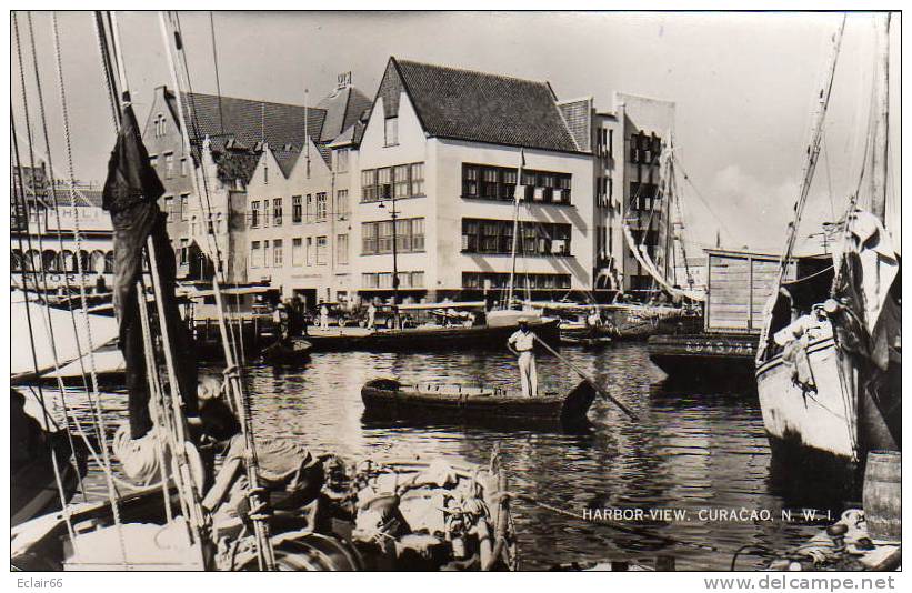 CURACAO, NETHERLANDS ANTILLES, Bird's Eye View, Harbor,CPSM  Année 1953 Trés Animée - Curaçao