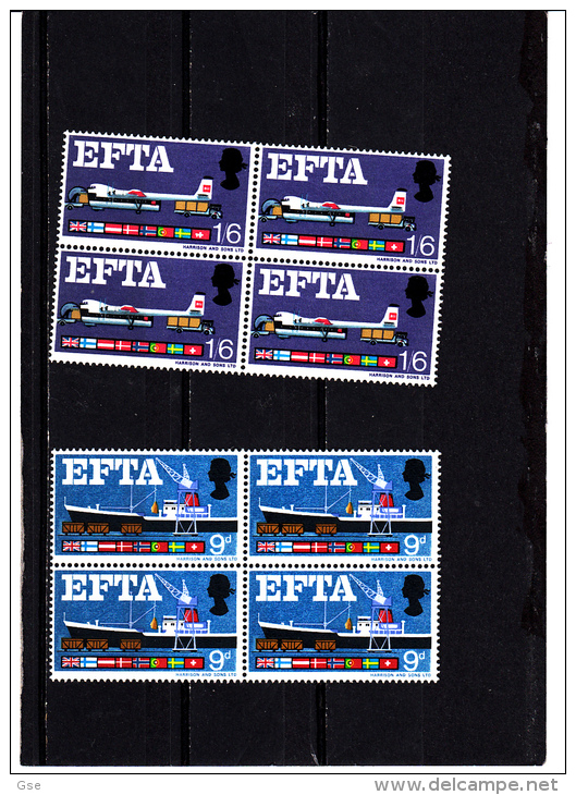 GRAN BRETAGNA 1967 - Yvert  463/4** (x 4)  EFTA - Unused Stamps