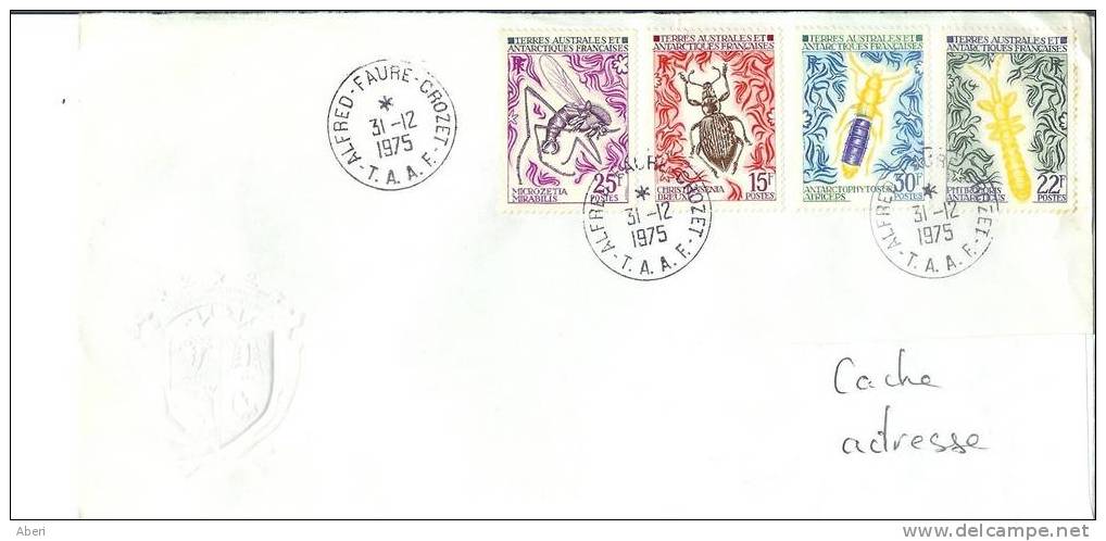 4241 TAAF - Poste 40; 49 à 51 - INSECTES - CROZET - Enveloppe TAAF - Storia Postale