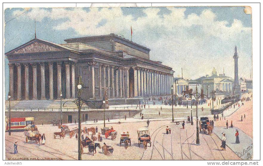 St Georges Hall, Liverpool, Tuck´s Oilette Aquarelle 1907 Liverpool + Lille Nord Postmarks - Tuck, Raphael