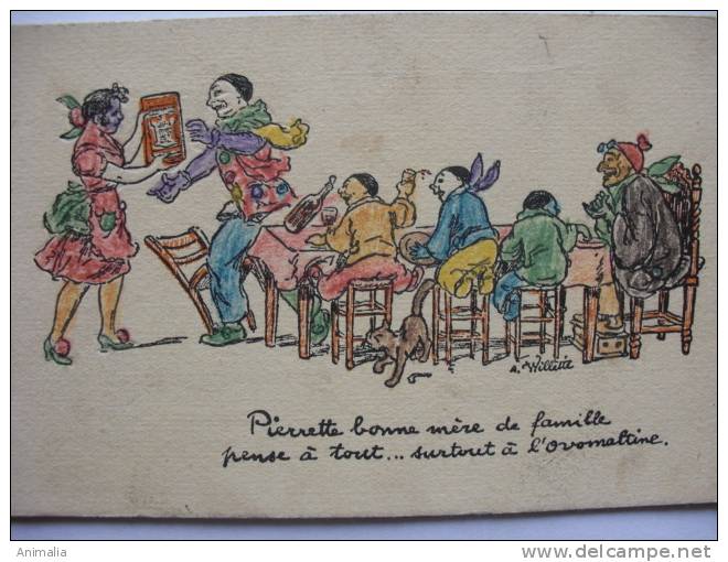 A.Willette Pierrot Pierrette Colorisee Chat Pub Ovomaltine Pharmacie - Wilette