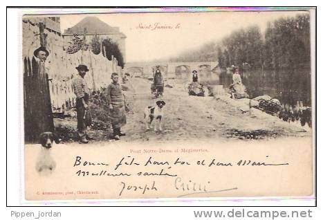 87 SAINT-JUMIEN * Pont Notre-DAme Et Mégisseries * Belle Animée, Dos Simple, écrite Dans Les Années 1930 - Saint Junien