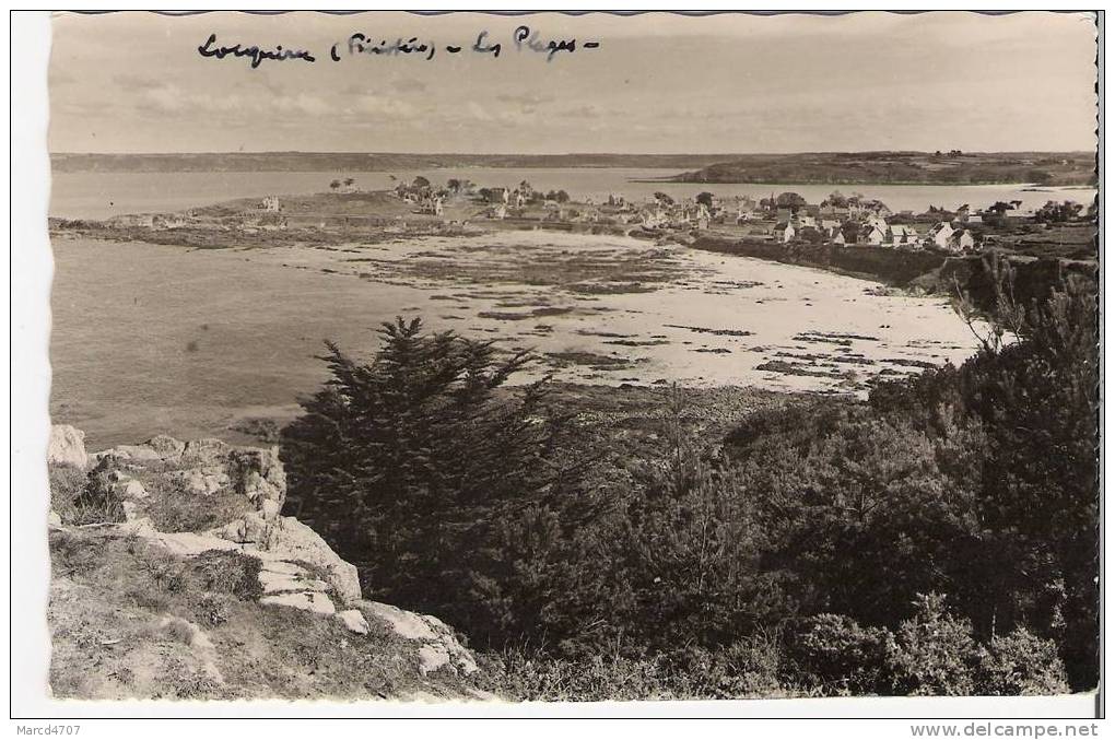 LOCQUIREC 29 Vue Sur La Plage Et La Ville Editions DAGOR Timbre Recto Carte Dentelée Réa Photo - Locquirec