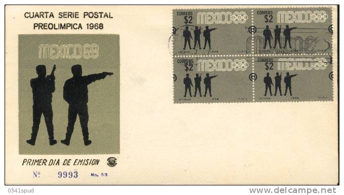 Jeux Olympiques 1968  Mexico  FDC   Tir  Shooting  Tiro - Shooting (Weapons)