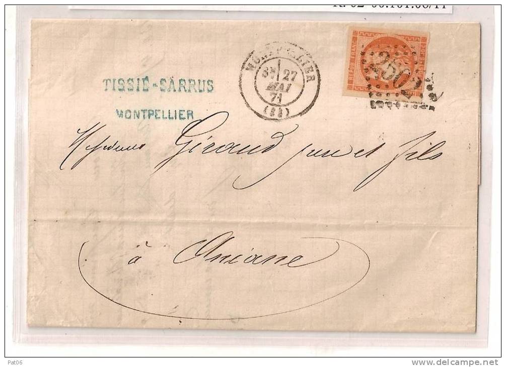 HERAULT (33)   MONTPELLIER - 1870 Bordeaux Printing