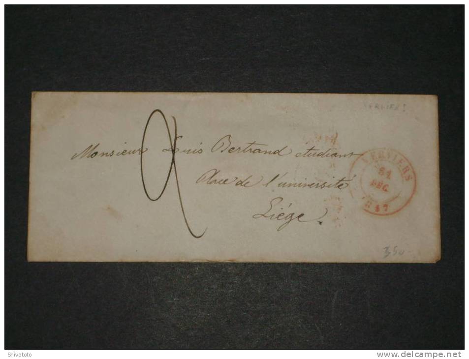 (626) Stampless Cover From Verviers To Liege 31/12/1847 - 1830-1849 (Independent Belgium)