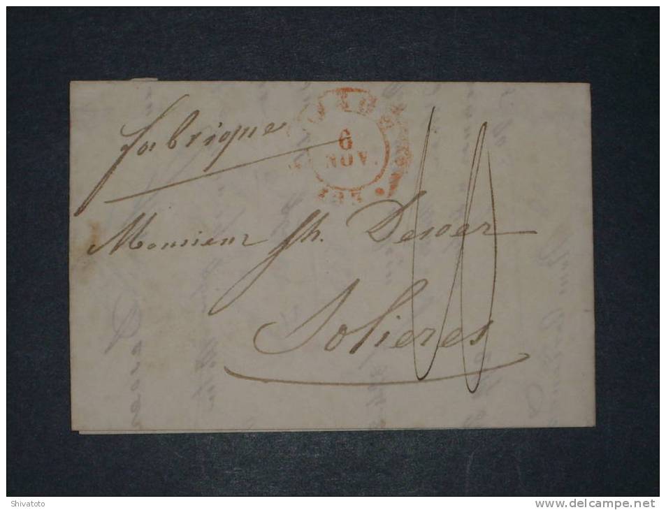 (628) Stampless Cover From Liege To Soliere 6/11/1833 - 1830-1849 (Belgique Indépendante)