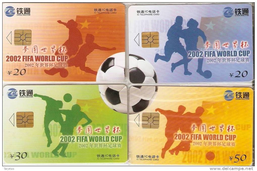 PUZZLE DE CHINA 4 TARJETAS DE FUTBOL COPA DEL MUNDO  NUEVO-MINT - Rompecabezas