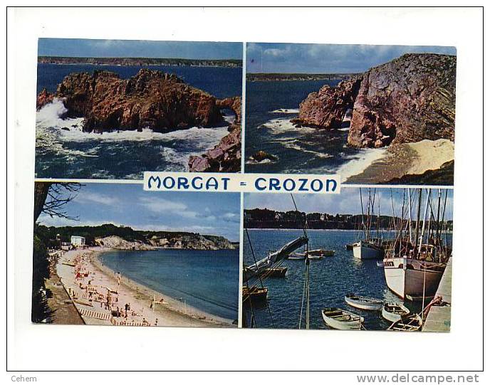 PRESQU´ILE DE CROZON MORGAT 29 CHATEAU ET ROCHERS DE LA POINTE DE DINAN LA PLAGE ET LE PORT DE MORGAT MULTIVUES - Crozon