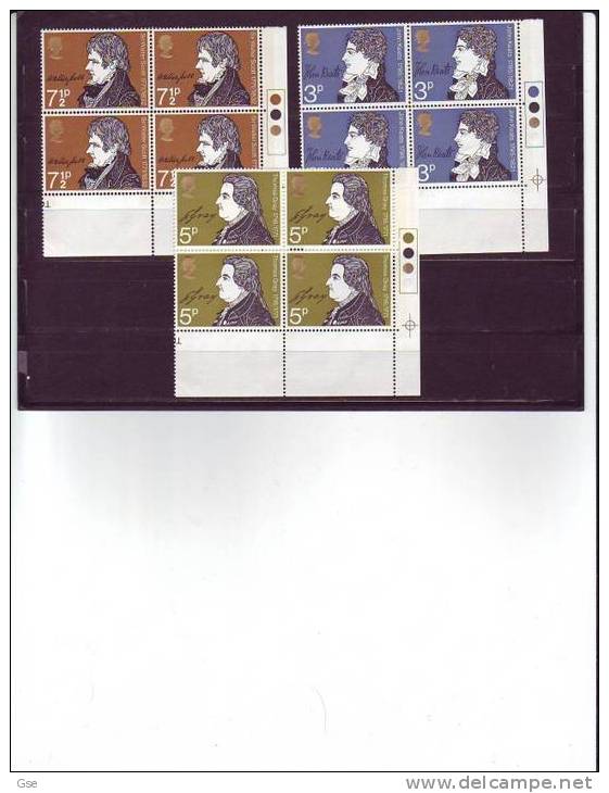 GRAN BRETAGNA 1971 - Yvert  640/41** (x4) -  Letterati - Unused Stamps