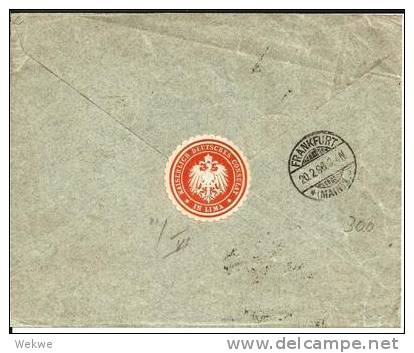 Per001a/ PERU -  Deutsches Konsulat, Reichs-Dienstsache Nach Frankfurt 1896 - Peru