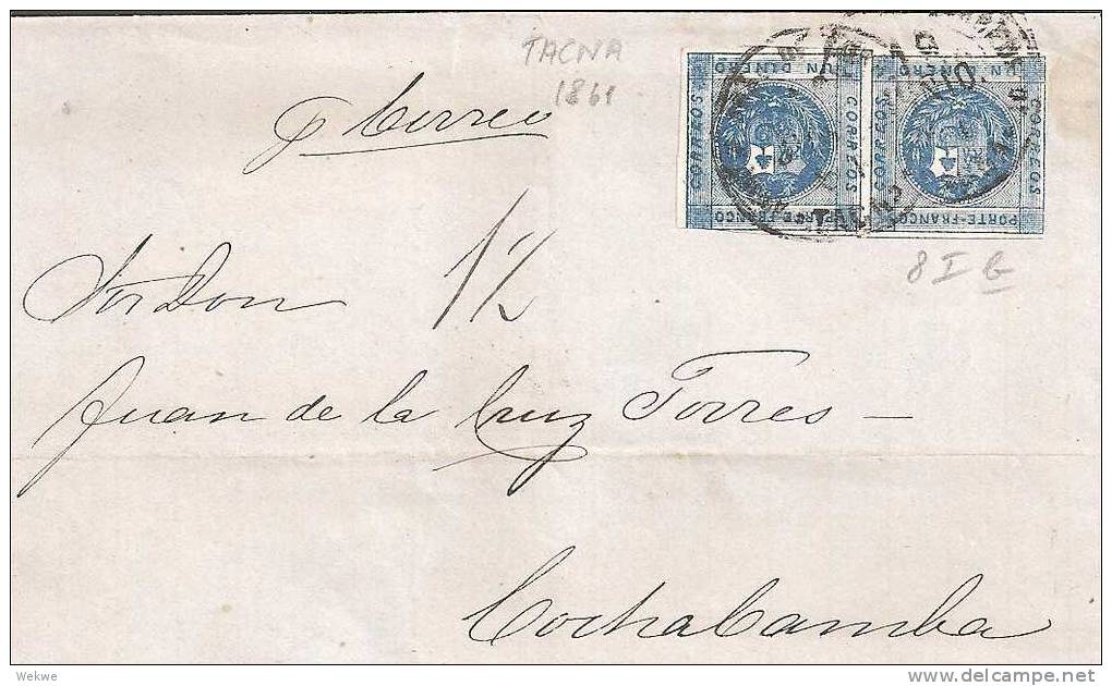 Per025a/  PERU - Mi. 8 I B Im Paar Ex Tacna 1861. - Peru