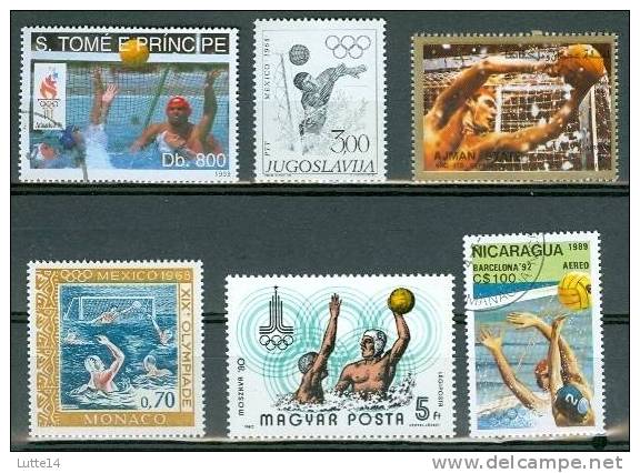 WATER-POLO : Lot N°01 De 6 Timbres Différents Monaco - Yougoslavie - Hongrie - Nicaragua - Mexique - Sao Tome - Wasserball