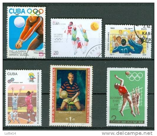 VOLLEY-BALL : Lot N°01 De 6 Timbres Différents Cuba - Afghanistan - Bulgarie Corée - Volley-Ball