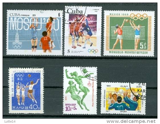 VOLLEY-BALL : Lot N°04 De 6 Timbres Différents Cuba - Corée - URSS - Mongolie - Afghanistan - Volley-Ball