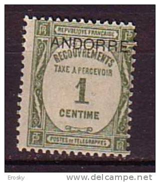 K2261 - ANDORRE FR. TAX Yv N°9 * - Ungebraucht