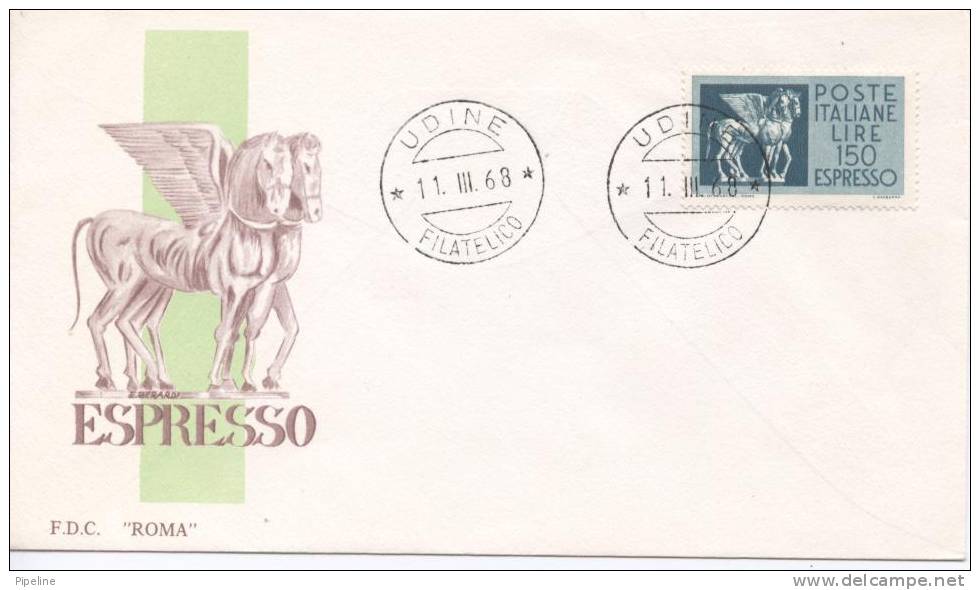 Italy FDC Express Stamp 11-3-1968 With Cachet - 1961-70: Oblitérés