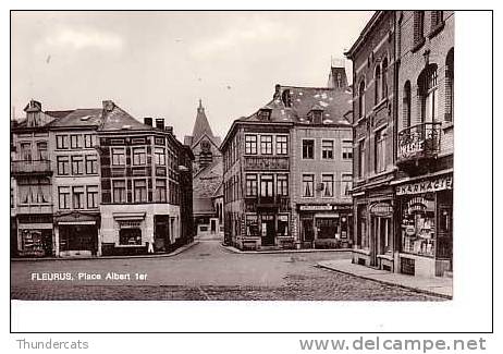 FLEURUS PLACE ALBERT 1 ER PREMIER PHOTO VERITABLE CAFE MAGASIN PHARMACIE - Autres & Non Classés