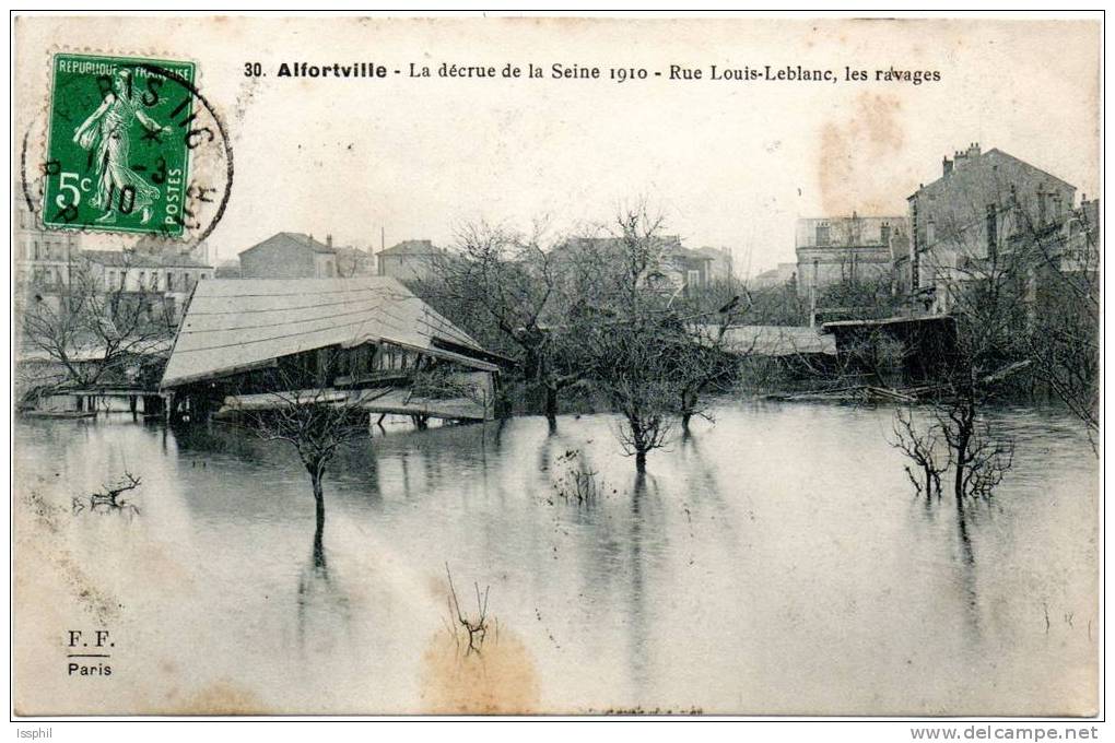 Alfortville - La Décrue De La Seine 1910 - Rue Louis Leblanc, Les Ravages - Alfortville
