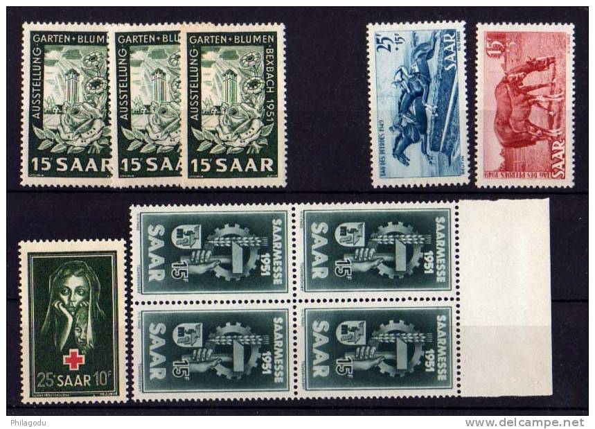 Sarre 1948 ++  Cheval, Croix-Rouge, Foire De Sarrebruck++ Cote 120 E ** Postfrich++. - Ongebruikt