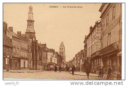 CPA - ORBEC - LA GRANDE RUE - ANIMEE - HAMON - COMBIER - Orbec