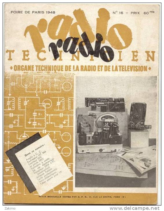 Radio TecHNICIEN DE 1948 N°16 - Littérature & Schémas